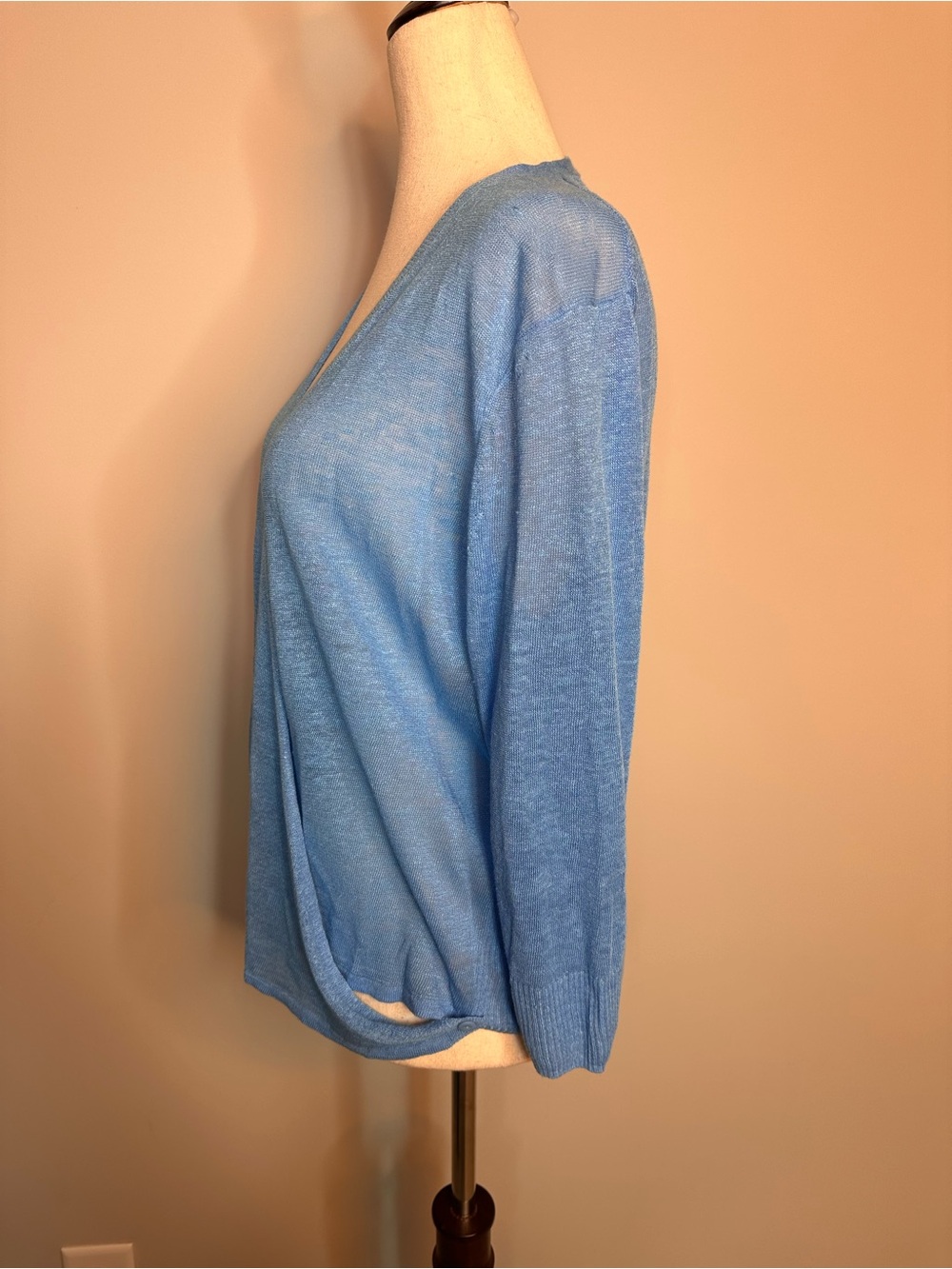 NWT sz PL Nic + Zoe 4 way linen blend convertible cardigan in blue jewel teal - Picture 6 of 12